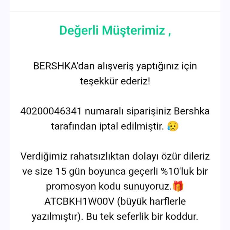 Bershka İptal Edilen Siparişler Ve Mağduriyet!