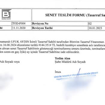 Birevim'den Araç Tesliminde Senet Sorunu Ve İletişimsizlik