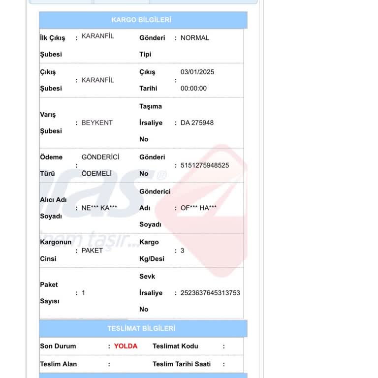 Aras Kargo Teslimat Gecikmesi Ve İletişimsizlik Sorunu
