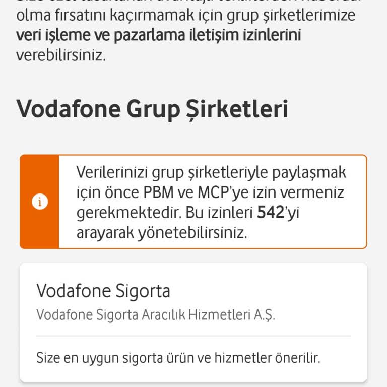 Vodafone Yanımda Uygulamasında Veri Kullanım İzni Sorunu