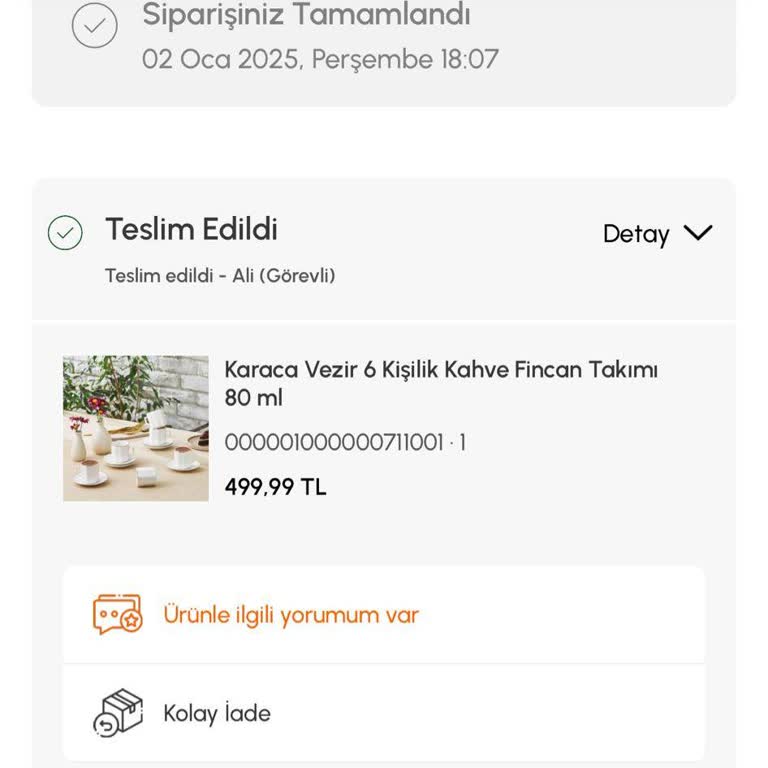 Karaca Züccaciye Vezir Fincan Takımı Teslimat Sorunu!