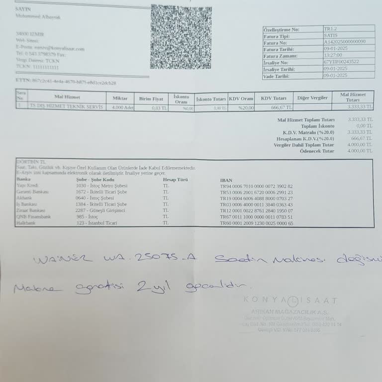 Garanti Kapsamı Dışında Kalan Saat Makinesi Sorunu