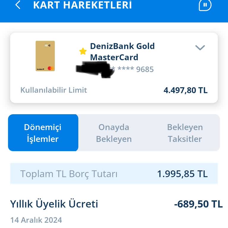 Denizbank Kart Aidatı Haksız Kesintisi