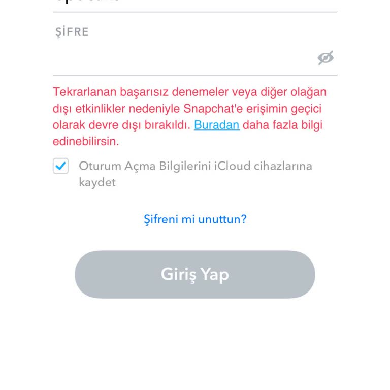 Snapchat Hesabım Sebepsiz Kilitlendi