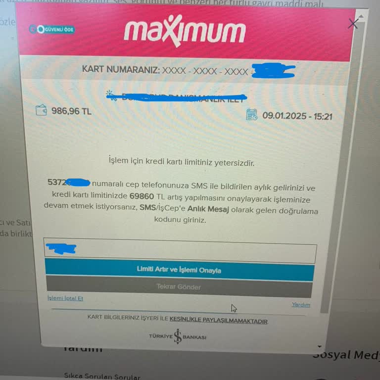 Kredi Kartı Onay Sürecinde Limit Artışı Zorunluluğu