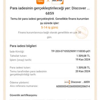 Temu'dan İade Edilen Ürünlerin Ücreti Geri Ödenmedi