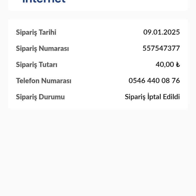 İnternet Paketi İptal Sorunu