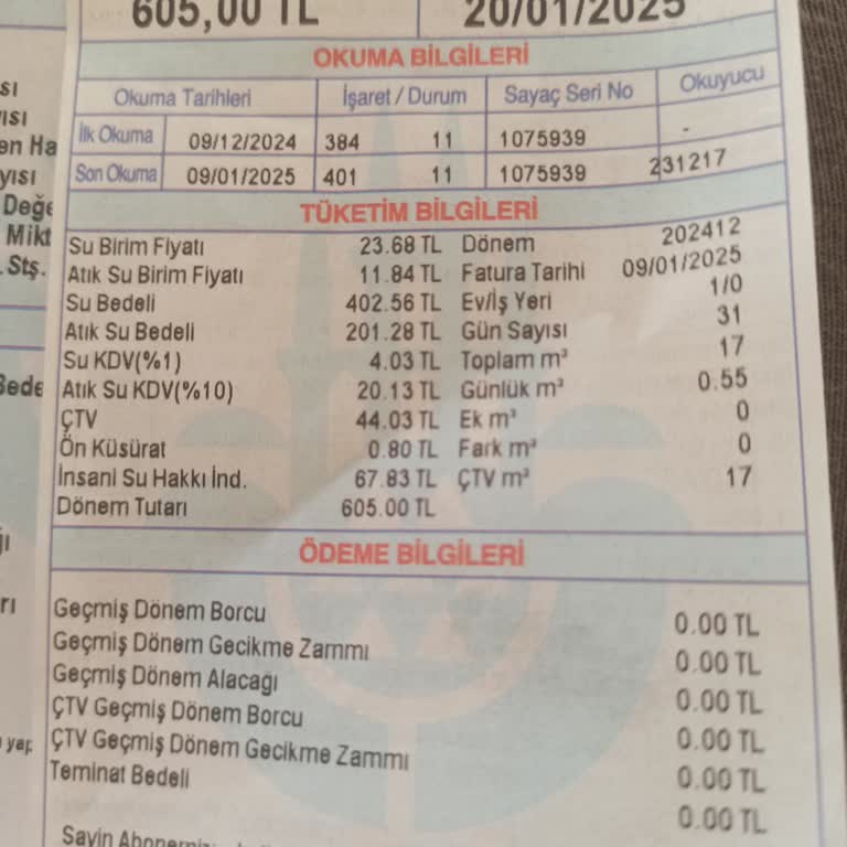 Su Faturasında Anlaşılmaz Hesaplama Hataları