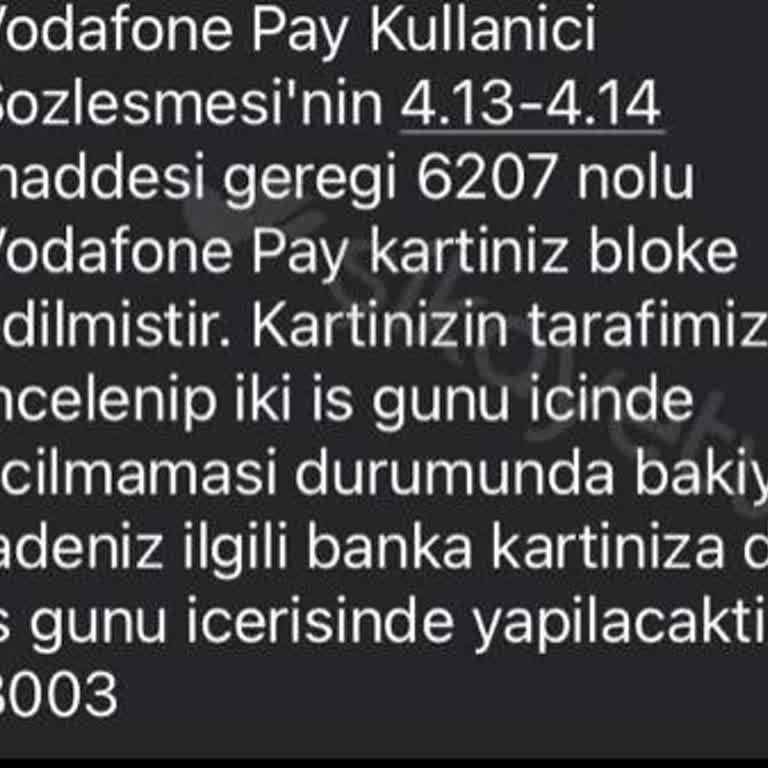 Vodafone Pay Kart Blokesi Mağduriyeti