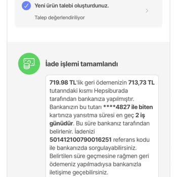 Yanlış İşlem: Değişim Talebimiz İade Edildi