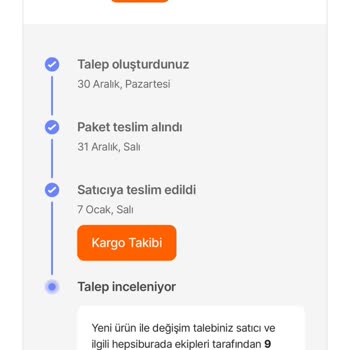 Yanlış İşlem: Değişim Talebimiz İade Edildi
