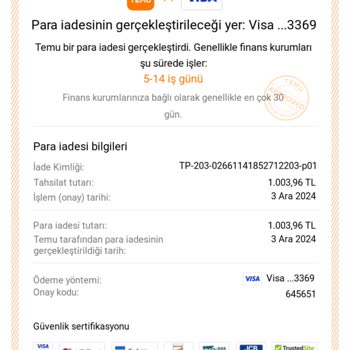 Temu İade Sürecinde Yaşanan Sorun