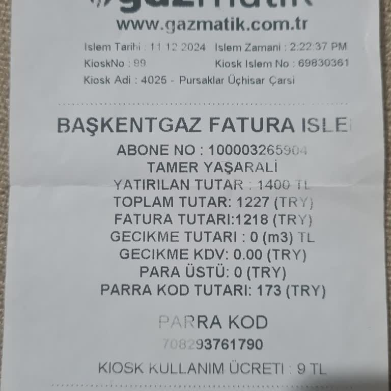 Gazmatik Cihazında Para Üstü Sorunu