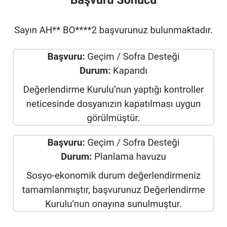 Sosyal Yardım Kartımın Yeniden Aktifleştirilmesi Talebi