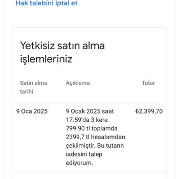 İzinsiz Para Çekimi Ve İade Talebi