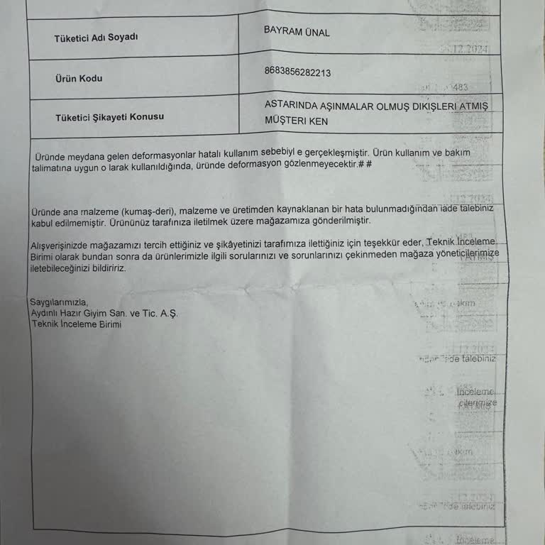 Pierre Cardin Kabanımın İlk Günden Dağılan Dikişleri