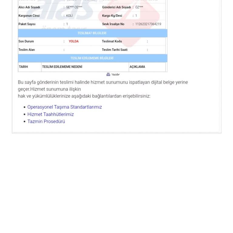 Aras Kargo Şubesinde Bekleyen Kargom İçin Acil Çözüm Talebi