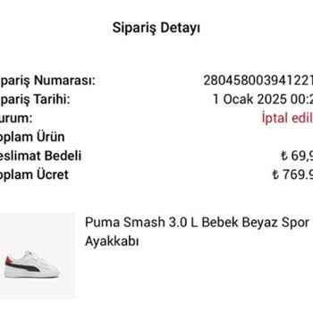 Puma Ayakkabı Siparişim Stok Hatası Nedeniyle İptal Edildi