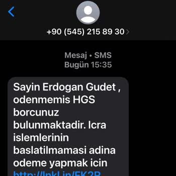 Sahte HGS Borcu Mesajı