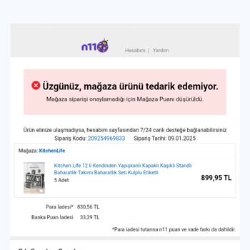N11'de Stok Sorunu Ve İptal Edilen Siparişler