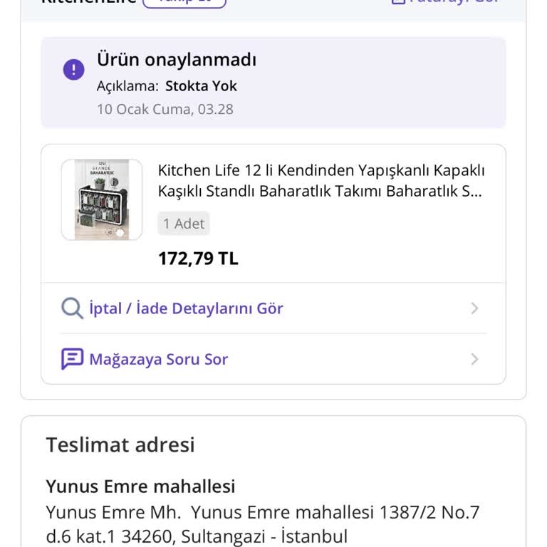 Kitchenlife Sipariş İptali Ve Para İadesi Sorunu