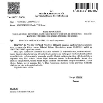 Teknosa'nın Tüketici Hakem Heyeti Kararını Uygulama Sorunu