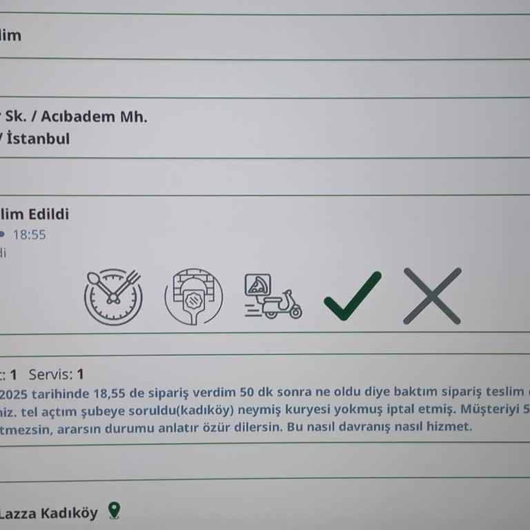 PizzaLazza Kadıköy Şubesinde İptal Edilen Sipariş Ve Geri Dönüş Eksikliği