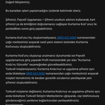 Paycell Müşteri Hizmetleriyle İletişim Sorunu Ve Çözüm Talebi
