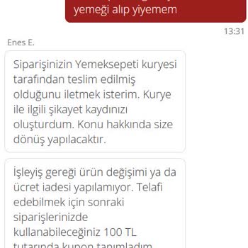 Yemeksepeti Sipariş Teslimatında Yaşanan Sorun