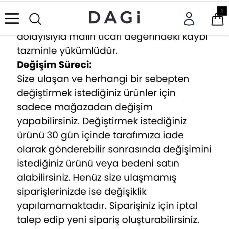 Dagi Online Alışverişte Değişim Sorunu