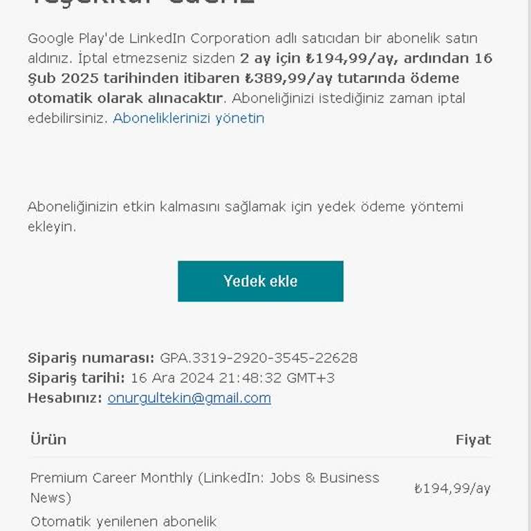 LinkedIn Üyelik İptali Ve Yanlış Sonlandırma Tarihi Sorunu