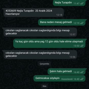 Bir Aydır Bekleyen Sipariş Sorunu