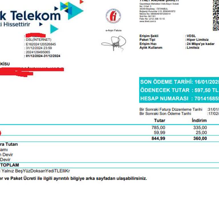 Yanlış Faturalandırılan Sabit Telefon Hizmet Bedelleri