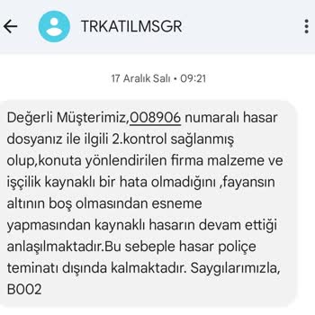 Sigorta Şirketinin Hatalı Onarım Sonrası Tekrarlayan Sorun