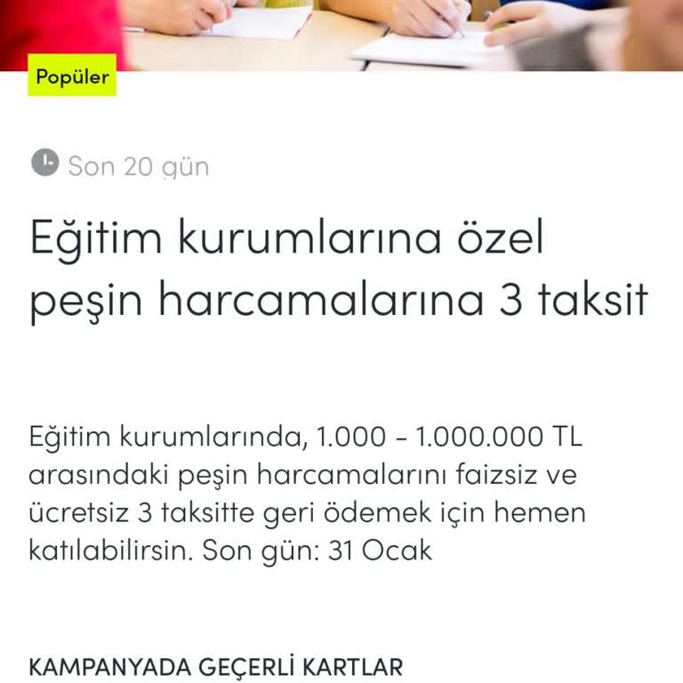 Axess Eğitim Kampanyası: Yetersiz Taksit Seçenekleri
