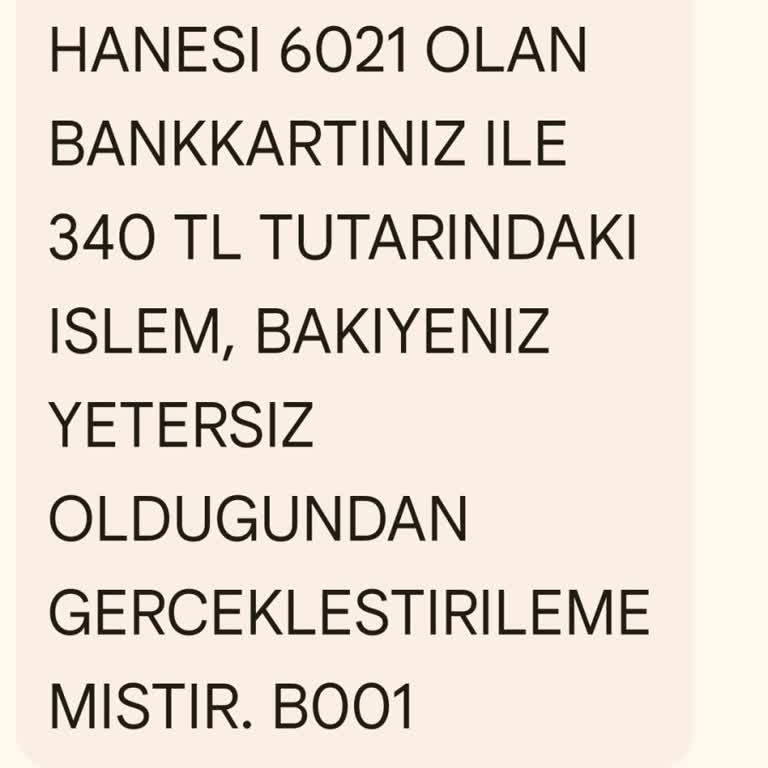Yetersiz Bakiye Nedeniyle Gerçekleşmeyen İşlem Sorunu
