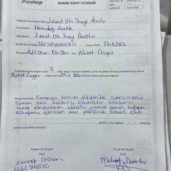 Kargoda Hasar Gören Yedek Parça Mağduriyeti