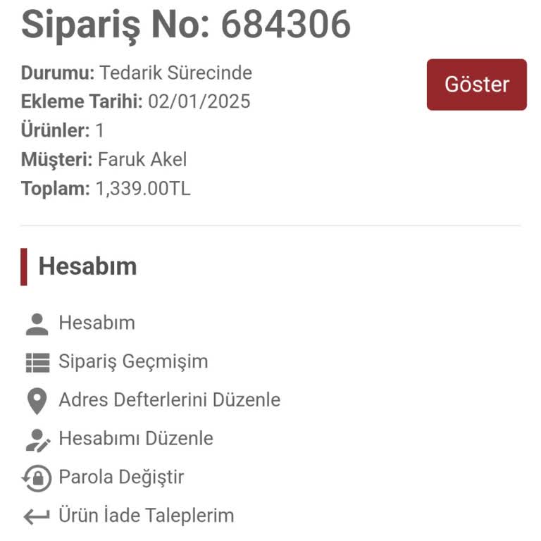 Siparişin Tedarik Süreci Ve İletişim Sorunları