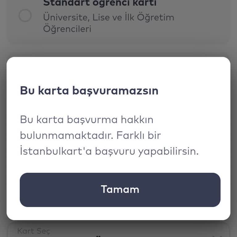 Öğrenci Kartı Başvurusunda Karşılaşılan Sorun