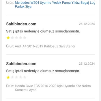 Aksoy Tuning Yanıltıcı Stok Bilgisi ve İptal Edilen Siparişle Mağduriyet