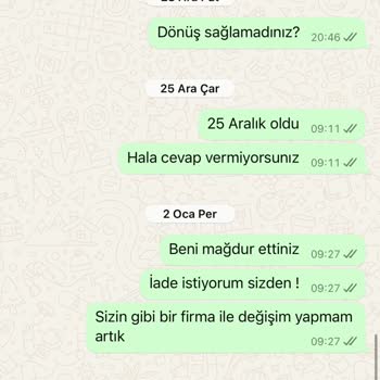 Ürün Değişiminde Yanıtsız Kalan Firma