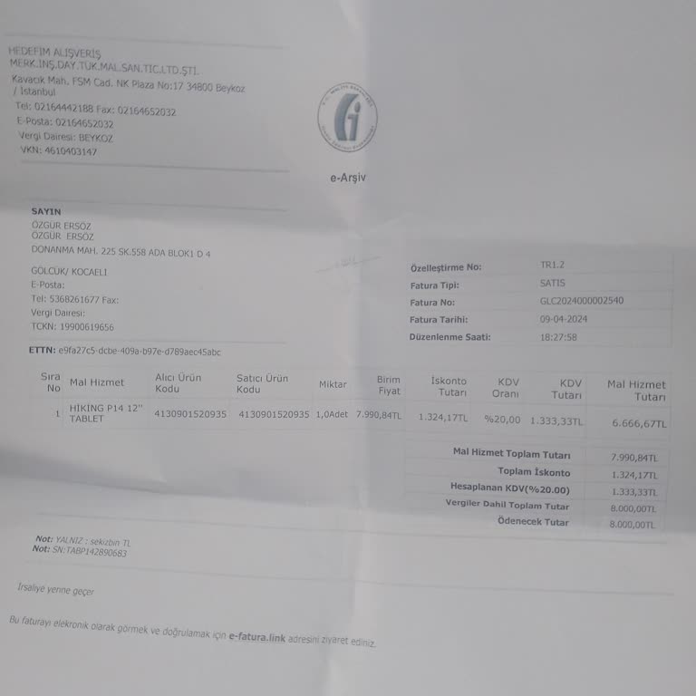 Hedef AVM'de Satış Sonrası Hizmet Sorunu: Tablet Garanti Sürecinde Müşteri Mağduriyeti