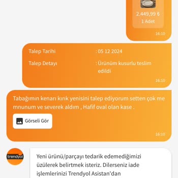 Kırık Yemek Takımı Ve Geciken Ürün Gönderimi