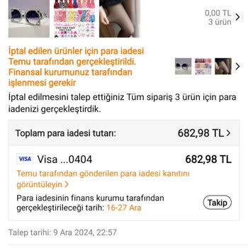 Temu'da İptal Edilen Alışverişin İadesi Bekleniyor