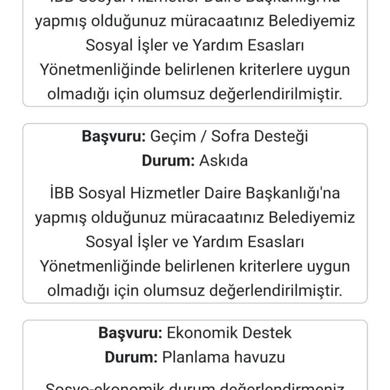 İstanbul Büyükşehir Belediyesi Yeni Doğan Destek Paketi Başvurusunda Adil Olmayan Ret