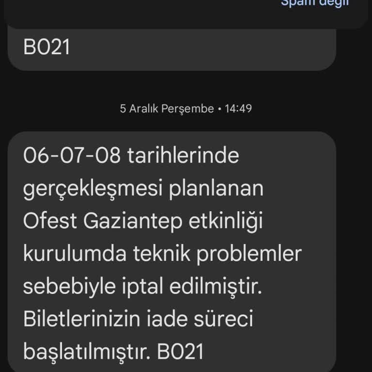 Gaziantep O Fest Bilet İadesi Sorunu