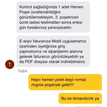 Migros Hemen'den Fazladan Poşet Ücreti Alındı