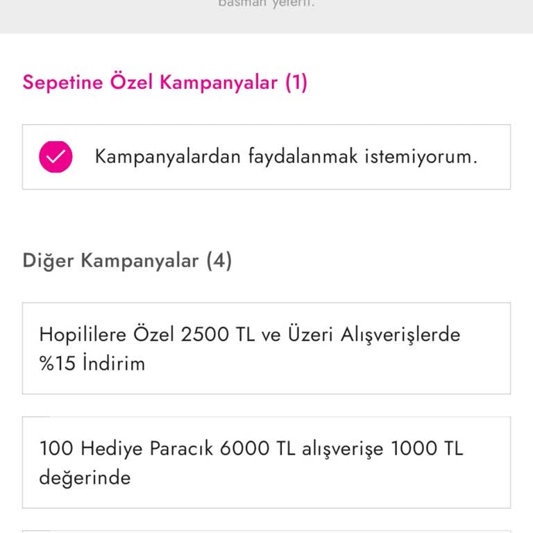 Hopi Uygulamasında Kampanya Seçenekleri Sorunu