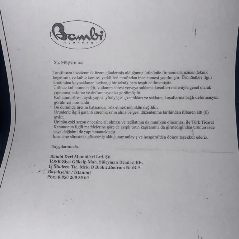 Bambi Ayakkabıda Üretim Hatası Ve Yetersiz Müşteri Hizmeti