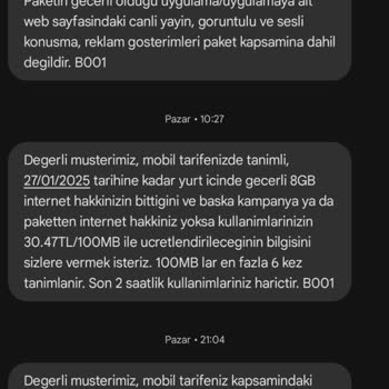 Hediye İnternet Paketi Kullanılamıyor